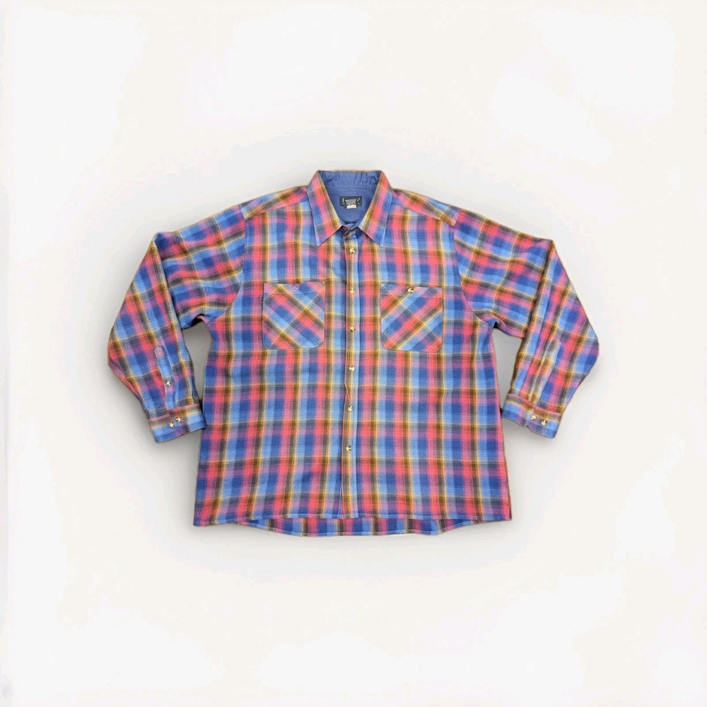 Vintage John Blair Button Up Shirt Mens XL Plaid Flannel Long Sleeve Outdoor